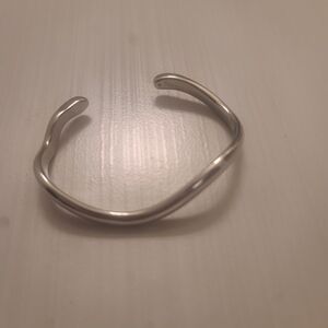 Twisted Open Cuff Bracelet - Silver Tone